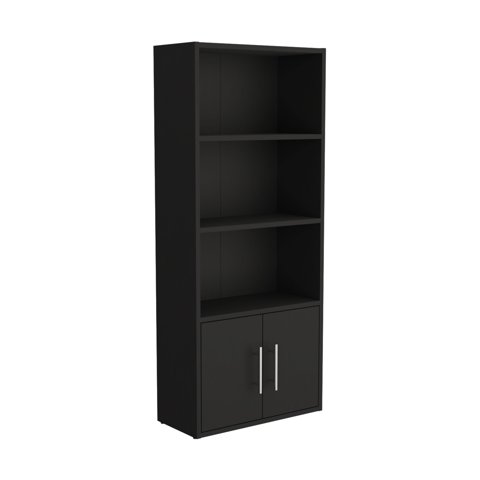 Fmfurniture - Biblioteca 2 Puertas 4 Niveles Negro