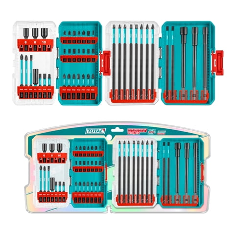 Total - Juego Puntas Destornillador Y Tuercas 44 Piezas Tota