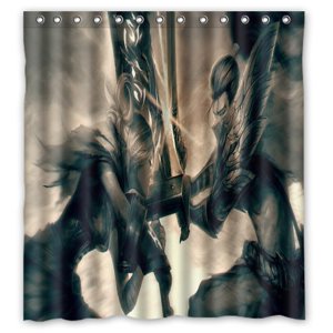 Pinghai - Cortina De Ducha Riven Vs Yasuo, Juego De Cortinas De Baño Con Ganchos, Tamaño 66 X 72 Pulgadas