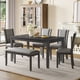 thumbnail image 1 of 6-Piece Dining Table Set with Bench and Chairs, Wooden Dining Table Set for 6, Modern 6 Person Dining Table Set for Dining Room, Kitchen, Grey, 1 of 3