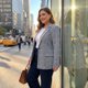 thumbnail image 2 of Agnes Orinda Blazers de Talla Grande para Mujeres Cuadros Solapa con Muesca Manga Larga Blazer Casual de Negocios 1X Azul Oscuro, 2 of 8