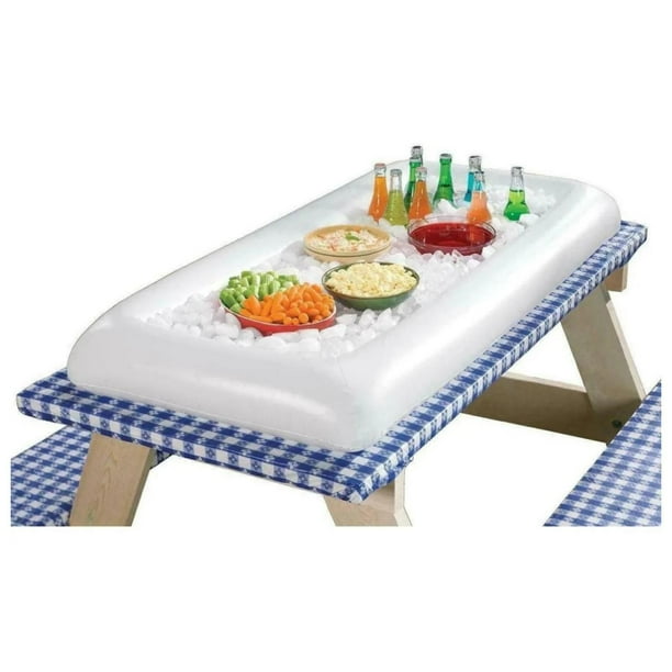 Barra De Hielo Inflable Con Tapón De Drenaje | 130 X 62 X 12 Cm | Perfecta Para Fiestas De Piscina, Picnic Y Camping