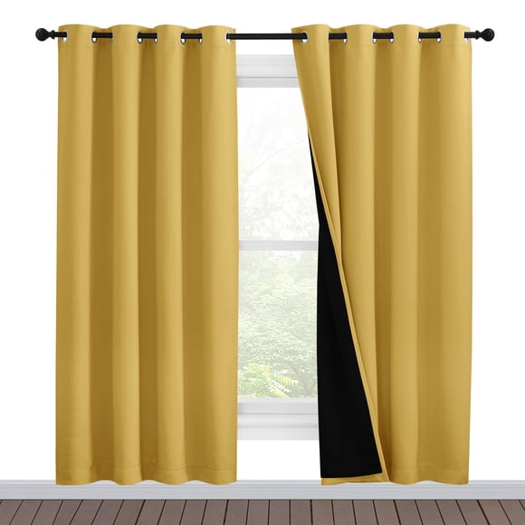 Cortina NICETOWN 140 cm Amarilla Opaca (Par)