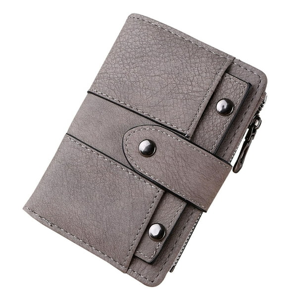 Cartera pequeña de piel suave para mujer con bloqueo RFID y tarjetero.