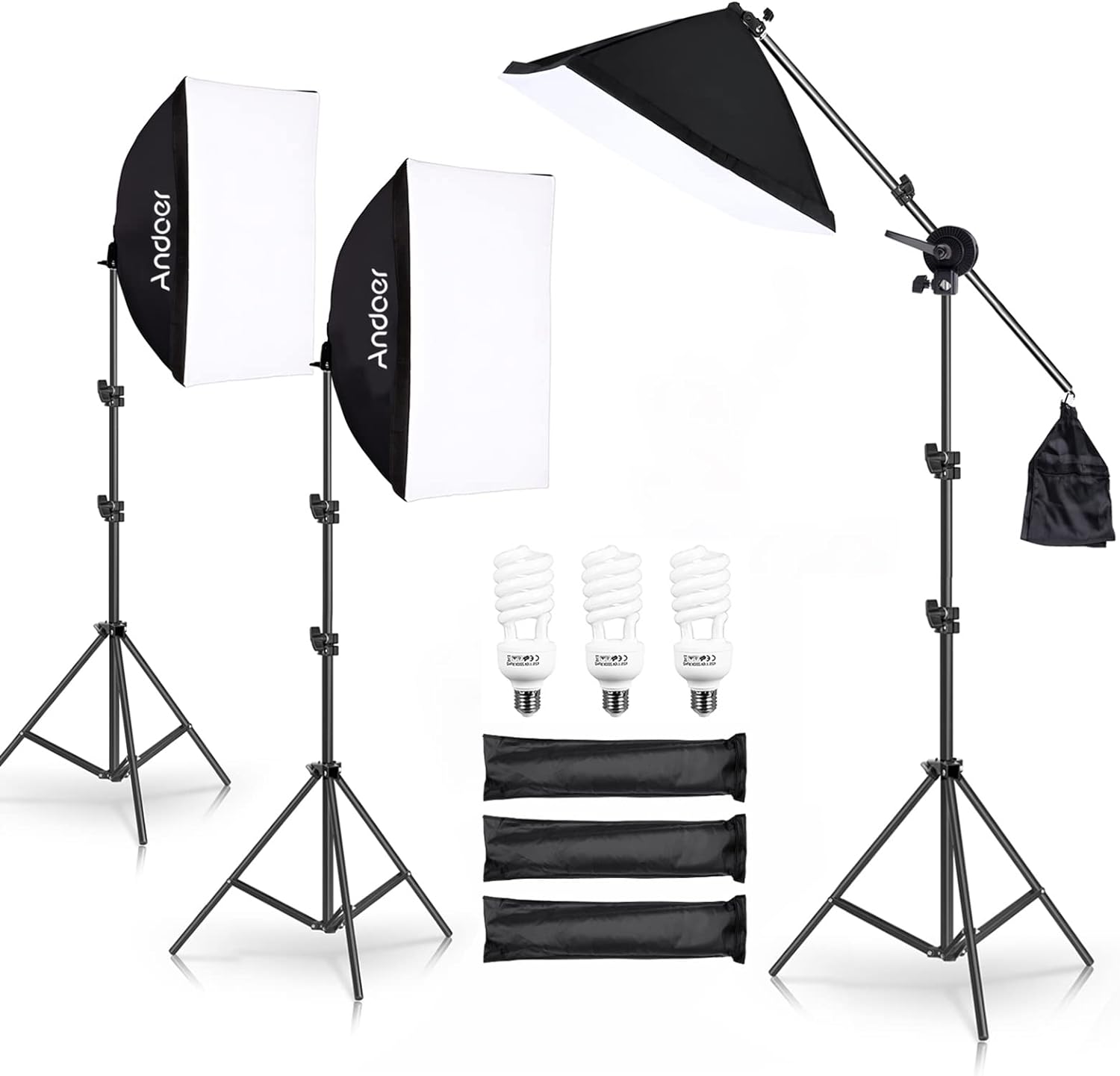 Xinqihang - Kit De Luz Led Softbox Kit De Luz Led Softbox Para Fotografía Kit De Luz Led Softbox Kit De Luz Led Para Estudio De Fotografía Softbox Con Bombilla Led De 45 W * 3 / Softbox De 50 X 70 Cm * 3 / 2 M