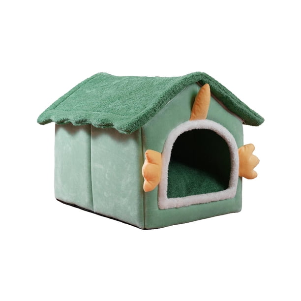 Cama para gatos, caseta para casa, tienda antideslizante, cabaña lavable para interiores, cojín cálido para mascotas, cómodo nido de cueva para conejo 33cmx30cmx32cm