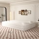 thumbnail image 3 of Modern Floor Sofa with 2 Pillows,Convertible Teddy Fabric Foam-Filled Sleeper Sofa Bed,15" Full Size Folding Mattress for Living Room,Guest Bed,Playroom,no assembly required,Beige/White, 3 of 3