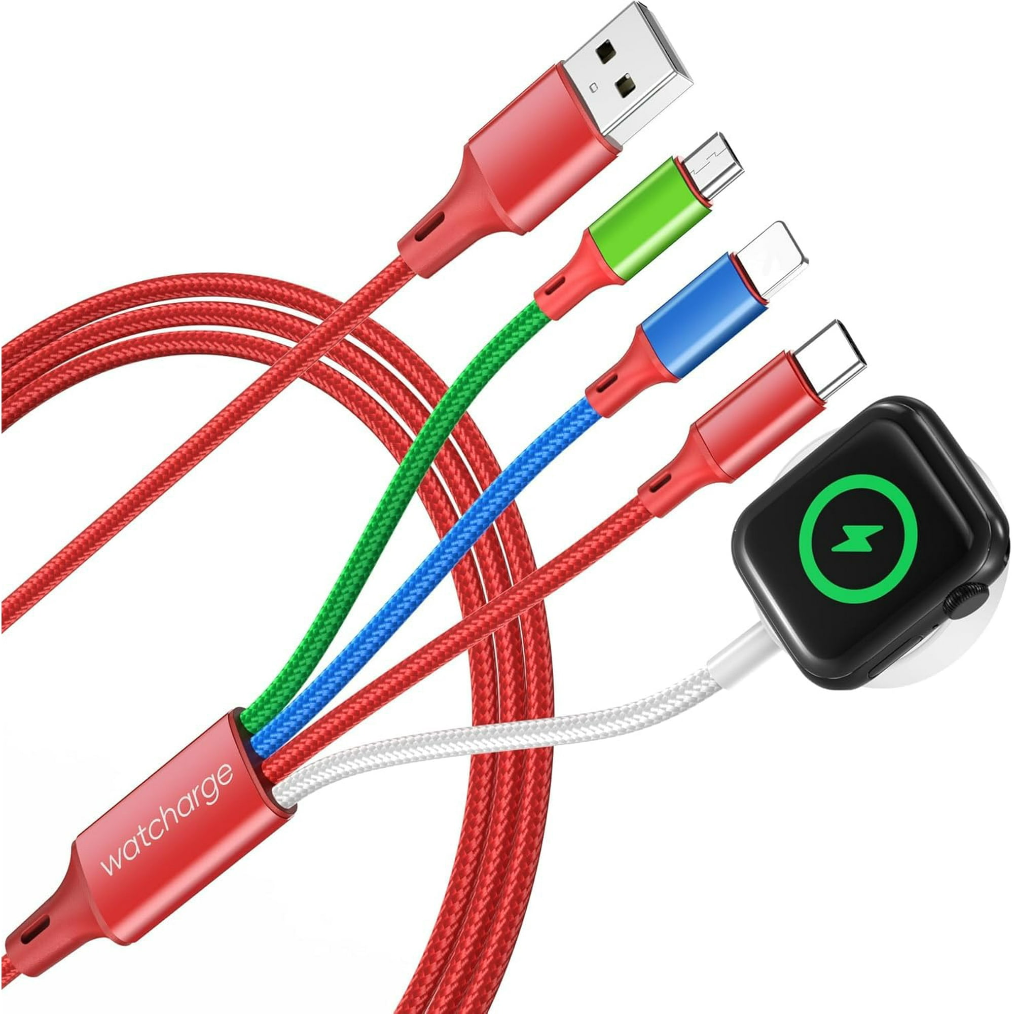 Watcharge - Cable De Carga Usb C 4 En 1 Para Apple Watch Y Galaxy Phone