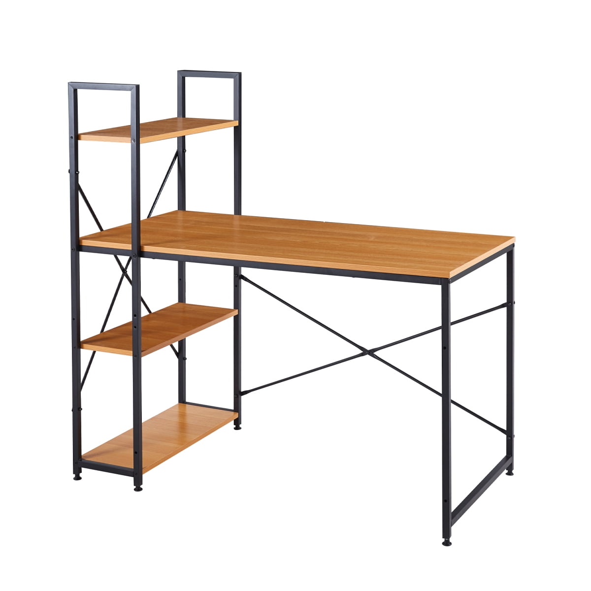 Klik Muebles - Escritorio Industrial Home Office Con Repisas Oslo - Madera Clara