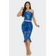 thumbnail image 3 of Saronite Conjunto de Top y Falda con Cuello Halter, Volantes y Malla de Encaje con Estampado de Aguas Tropicales, Azul (para Mujer), 3 of 4