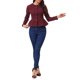 thumbnail image 2 of INSPIRE CHIC Chaquetas de Mezclilla para Mujer con Botones, Dobladillo Peplum, Mangas Largas, Chaquetas de Jean Cortas, Burdeos L, 2 of 6