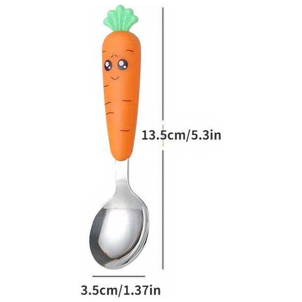 1pc/3pcs Carrots Design Utensil Set Kids Dinnerware Stainless Steel Spoon Fork Flatware With Box Baby Feeding Kitchen Tableware Supplies