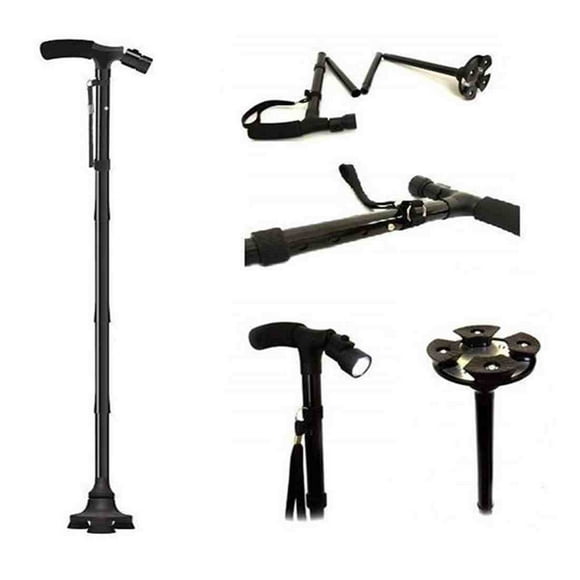 Bastón Plegable Luz Led 4 Apoyos,Ortopédico