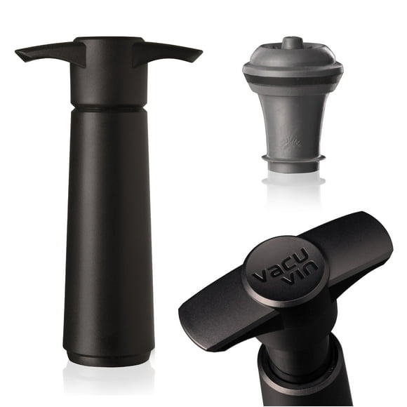 Bomba Wine Saver Vacu Vin, negra, con tapón de vacío