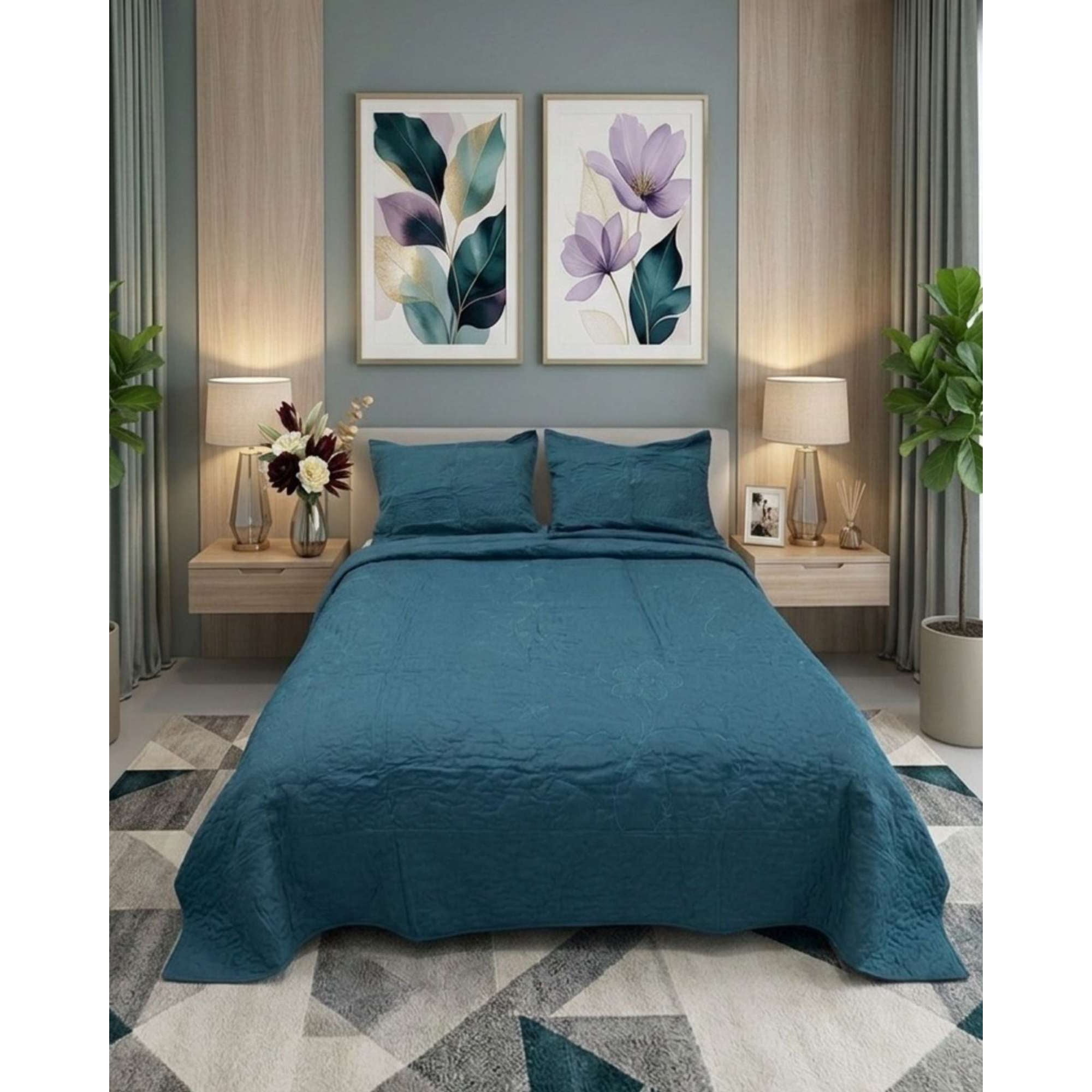 Imac Hogar - Quilt Bordado Floral 2 Plazas Colección Botánica