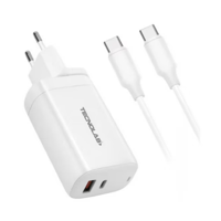 Tecnolab - Cargador Usb Usb Carga Rapida + Cable Tipo C A Lightning Blanco
