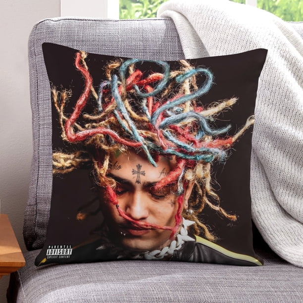 Lil Pump Fundas de almohada de terciopelo con tema, regalos de funda de almohada, decoración para el hogar, cojín de lanzar, regalo de cumpleaños para fans y parejas. 50cm x 50cm.