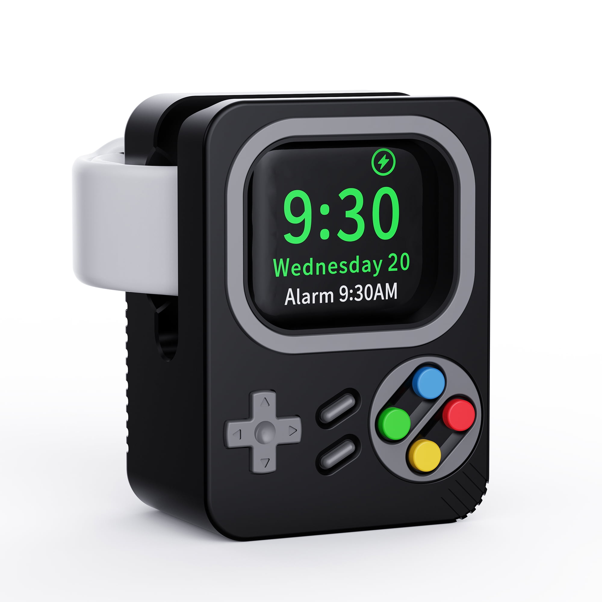 Genérico - Soporte De Carga De Silicona Para Apple Watch 8/7/6/5/4/3/se 45mm Soporte De Carga Con Base De Soporte De Diseño De Consola De Juegos-negro