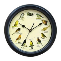 Magideal - Reloj De Pared Con Pájaro Cantor, Decoración De Habitación, Reloj De Melodía Versátil, Funciona Con Pilas, Para Bares, Cafeterías, Regalo De Inaugurac Negro 32Cm