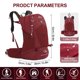thumbnail image 2 of Mochila de Senderismo IX INOXTO Impermeable con Bolsa de Agua de 3L Roja, 2 of 6