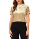 thumbnail image 5 of INSPIRE CHIC Top de Fiesta de Terciopelo para Mujer Cuello Redondo Mangas Cortas Camiseta Casual L Beige Claro, 5 of 8