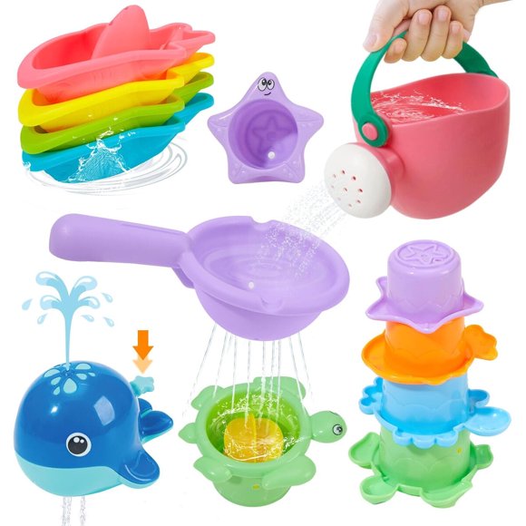 Juguetes de baño antimoho, 11 piezas, seguros, fáciles de limpiar y flotantes