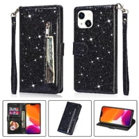 Foxdock - Funda Para Elegante Funda Iphone 13 Mini Glitter Con Cremallera-Ideal Para El Uso Diario