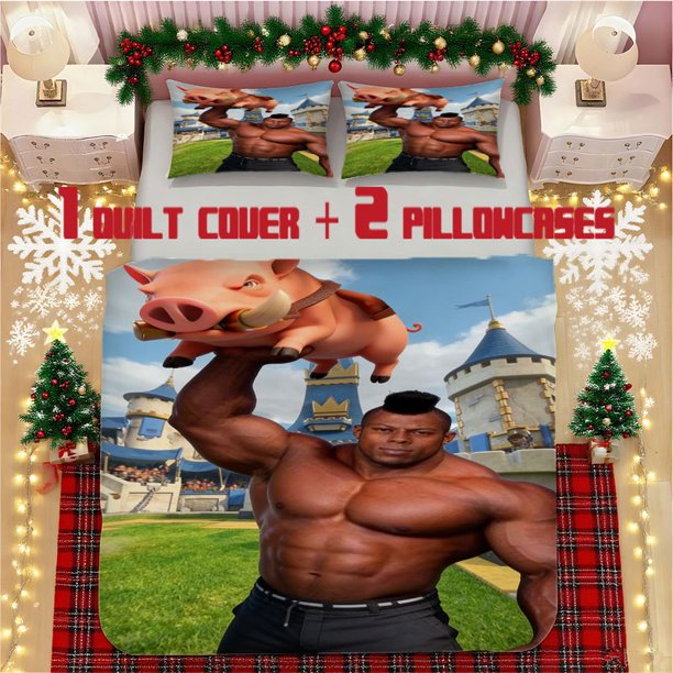 Muscle for Man Lifting Wild Boar Soft Printed Bedding Set Polyester Fabric Decorative & Warm