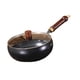 thumbnail image 4 of Wok Antiadherente Sin Revestimiento Con Mango De Madera, Sartén Para Saltear Para Cocina, Hogar, Restaurante, Tapa De Vidrio, 4 of 5