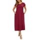 thumbnail image 1 of INSPIRE CHIC Vestido de maternidad para el Día de la Madre de mujer, maxi, mangas cortas, con pliegues y volantes, para sesión de fotos, casual, fluido, verano 2026, 2XL, rojo, 1 of 6