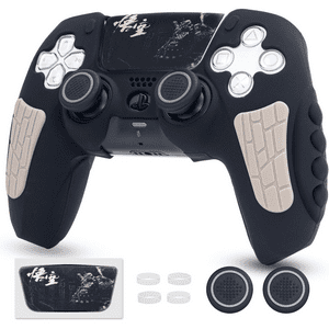 Genérico - Funda Para Controlador De Playstation 5, Funda De Silicona Antideslizante Para El Mando De Ps5 Con Tapones Para El Pulgar, Protectores Para El Joystick Y Adhesivo Envolvente Para La Funda-Gris