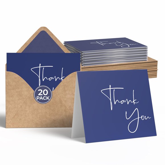 Tarjetas de agradecimiento VNS Creations Pack de 20 8,9 × 12,7 cm azul marino