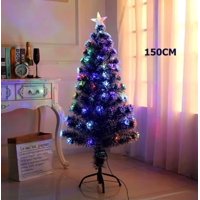 Aladdins Shop - Arbol De Navidad Pino Verde Artificial Con Luz De Fibra Optica 150Cm