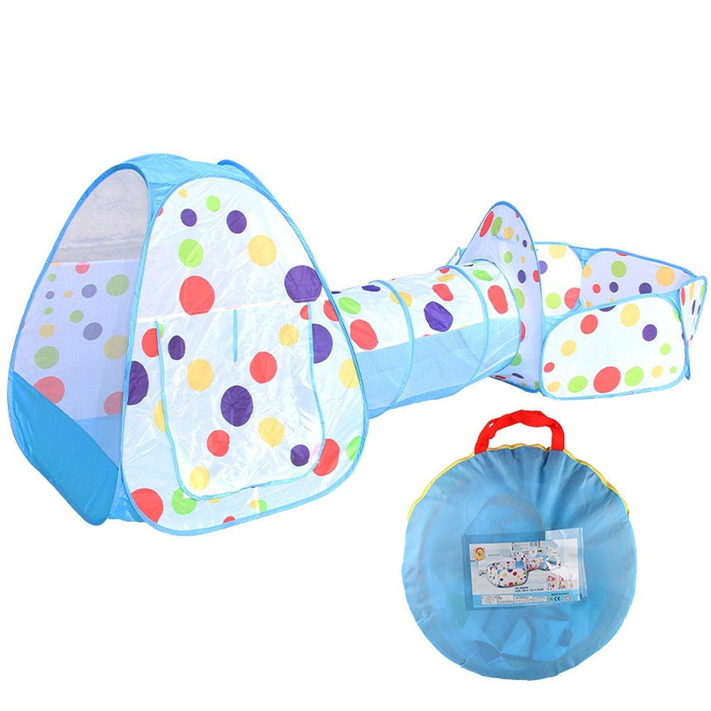 Crusec - Miniparque Infantil, Túnel De Gateo Y Piscina De Pelotas Azul