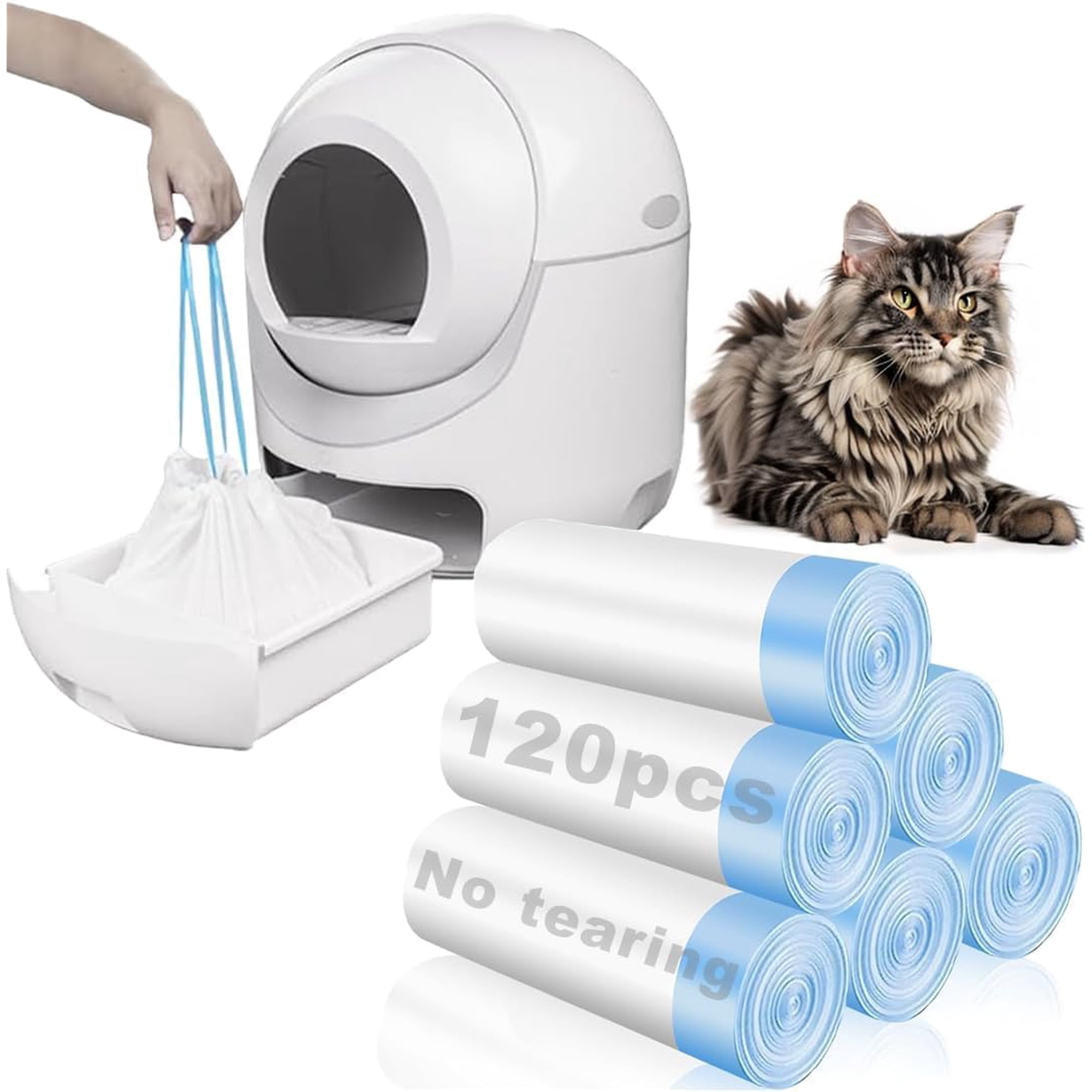 Bolsas Para Arena De Gato Rastalola, Paquete De 120, 63.5 X 40 Cm, Con Cordón