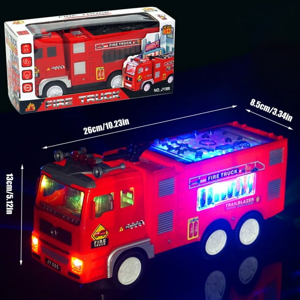 Imaginative For Electric Fire Truck Kids Toy With Bright Flashing 4D Lights, Real Siren Sounds, Automatic Steering On Contact Trucks