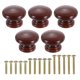 thumbnail image 1 of Uxcell 5 Paquete de Pomos Redondos de Madera para Cajones, 1.3" x 1.02" Pomos Redondos para Gabinetes Forma de Champiñón Superficie Pintada Pomos de Madera con Tornillos para Muebles, Marrón Oscuro, 1 of 6