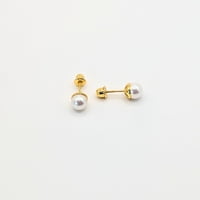 Tiana Joyas - Aros De Perla Cultivada De 4Mm De Plata 925 Enchapados En Oro 18K
