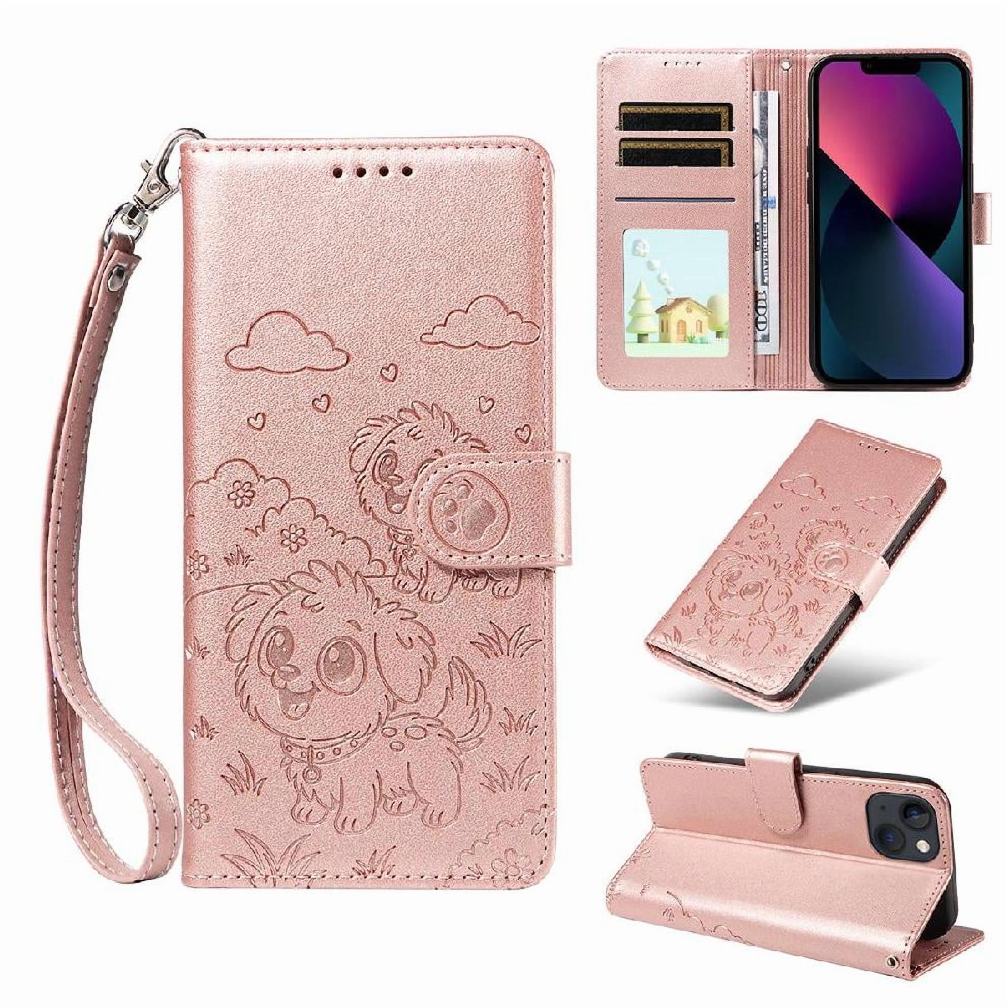 Funda Billetera Foxdock Compatible Con Iphone 14, Diseño Perrito Tierno, Ranuras Para Tarjetas Y Soporte Plegable