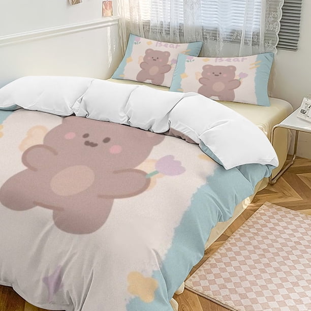 Bear Funny Bear 3-Piece Twin Bed Set Fade-Resistant Microfiber