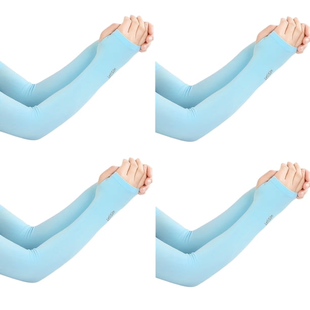 Stay Cool and Protected with 4 Pairs of Unisex Summer Ice Sleeves for Men and Women - Sun Protection Arm Guards in Four Color Options, Long Enough for Yard Use