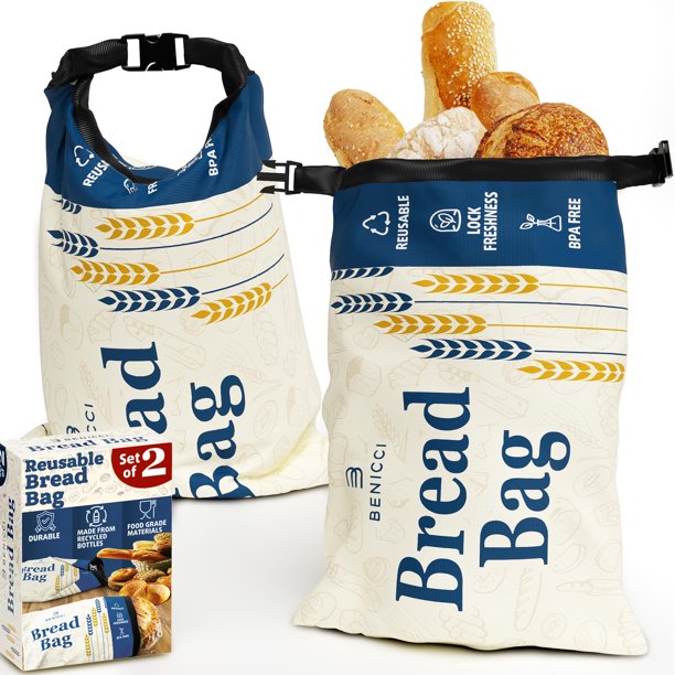 Bolsas para pan Benicci, reutilizables, 2 unidades, extra grandes, aptas para uso alimentario