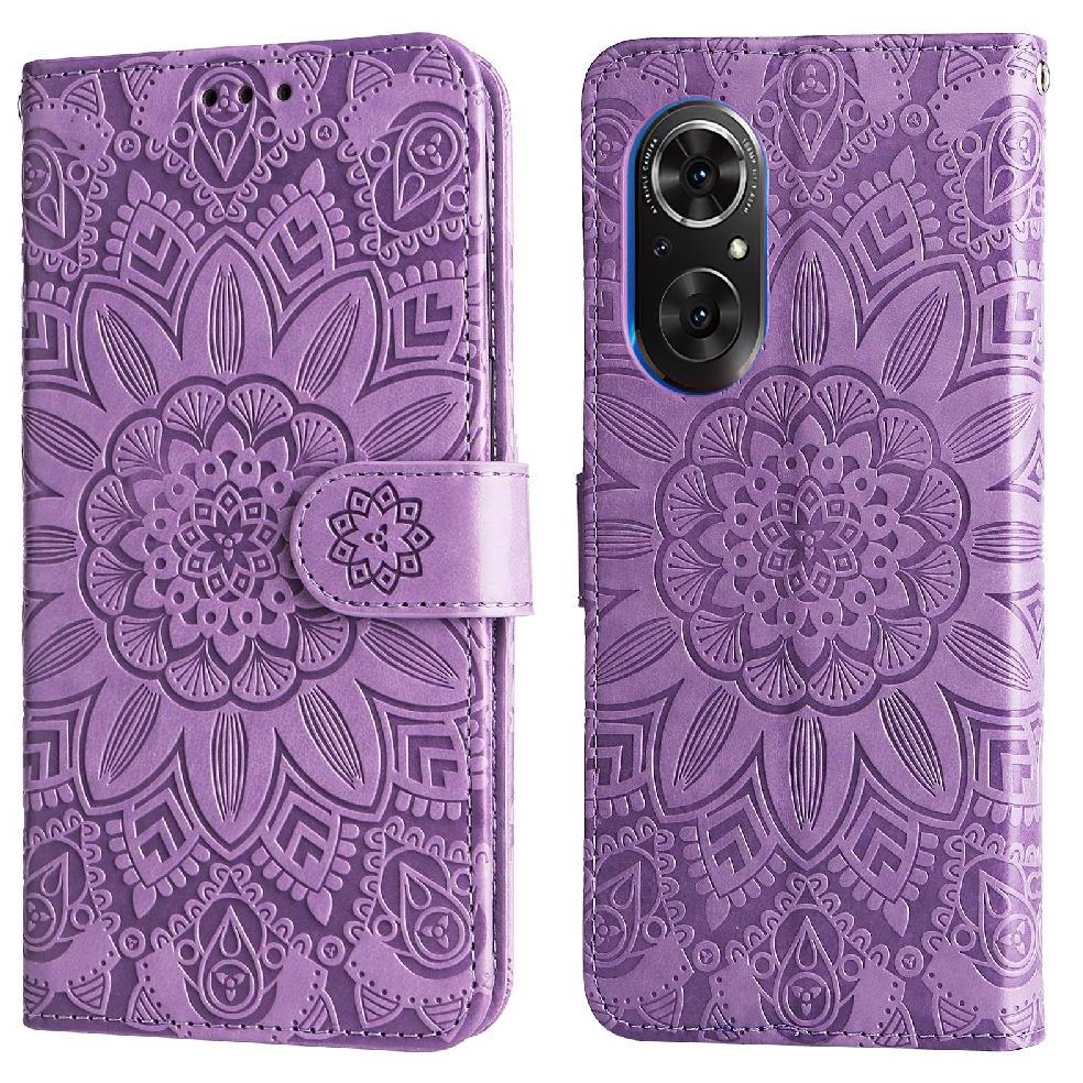 Funda Tipo Cartera Foxdock Para Honor 50 Se , Diseño Girasol En Relieve, Cuero Pu, Cierre Magnético, Soporte Y Tarjetero