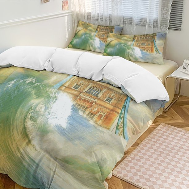 Oil Painting Style 3-Piece Twin Bed Set - Includes 1 Single Comforter And 2 Pillowcases Bedding - Fade Resistant Microfiber - Oil Painting Style