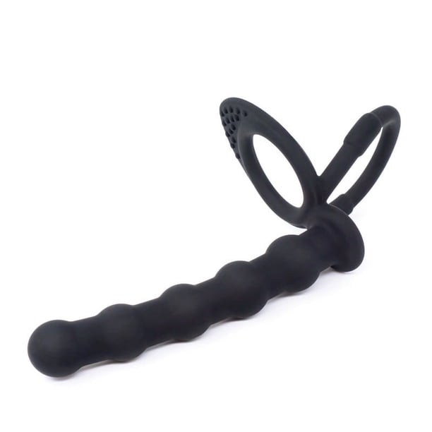 1pc Silicone Strap On Penis Butt Plug, Anal Beads With Cock Ring, Delay Ejaculation Anus Plug Adult Massager Double Penetration Dildo Massager Anal Sex Toys For Male Man Women Couples