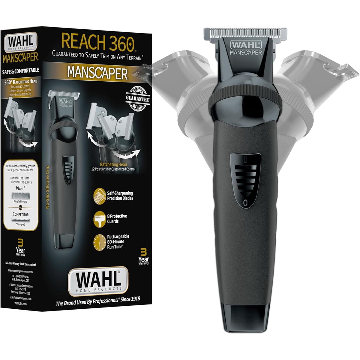 Wahl - Cortadora Manscaper Reach 360 Inalambrica Barba Cuerpo