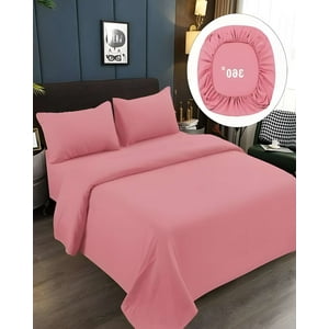 Genérico - Juego De Sabanas 500 Hilos 2 Plazas Rosa