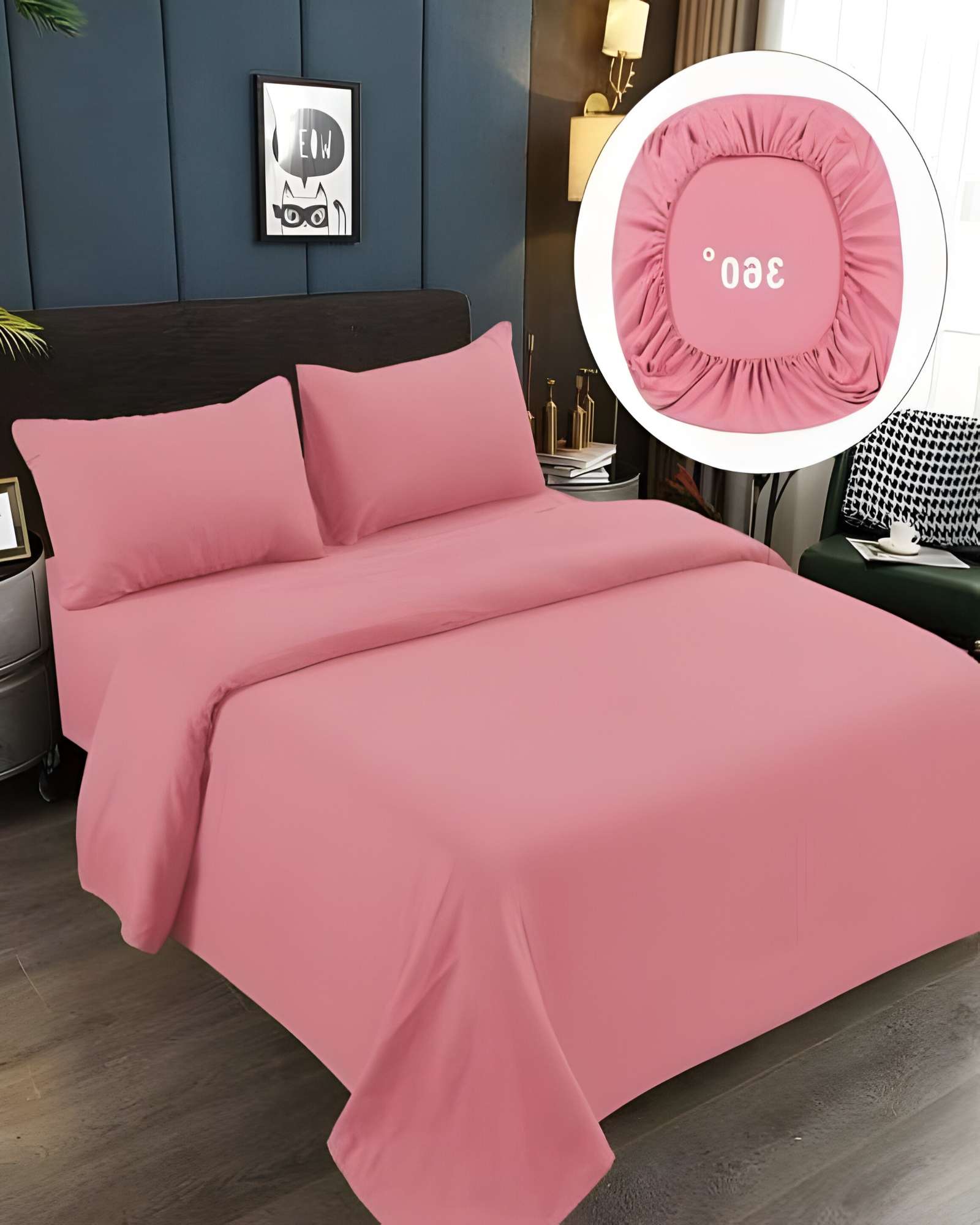 Genérico - Juego De Sabanas 500 Hilos Super King Rosa