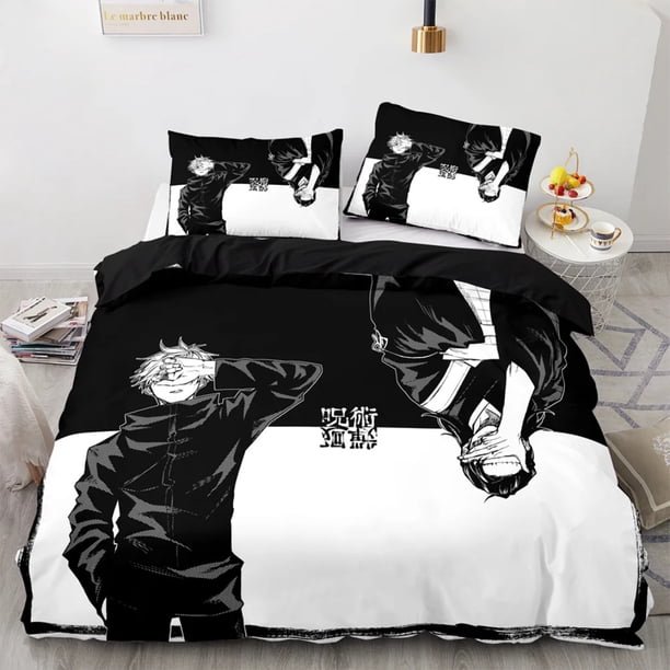 3D Anime Satoru Gojo Quilt Cover Jujutsu Kaisen Bedding Set Christmas Child Gift Satoru Gojo Duvet Cover Set Bed Sheets