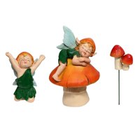 Ioensy - 3X Estatua De Elfo En Forma De Seta, Estatuilla En Miniatura, Accesorios De Jardín De Hadas Para El Patio Del Hogar